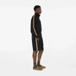 Check Trim Cotton Blend Track Jacket