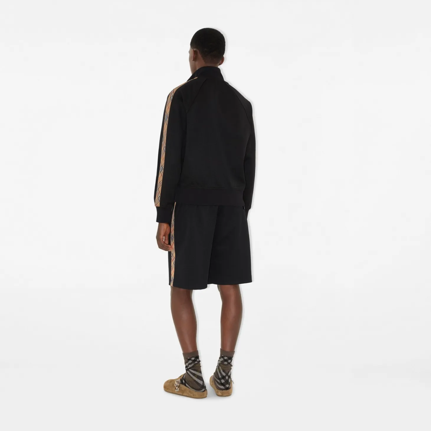Check Trim Cotton Blend Track Jacket