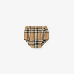 Check Trim Cotton Dress with Bloomers