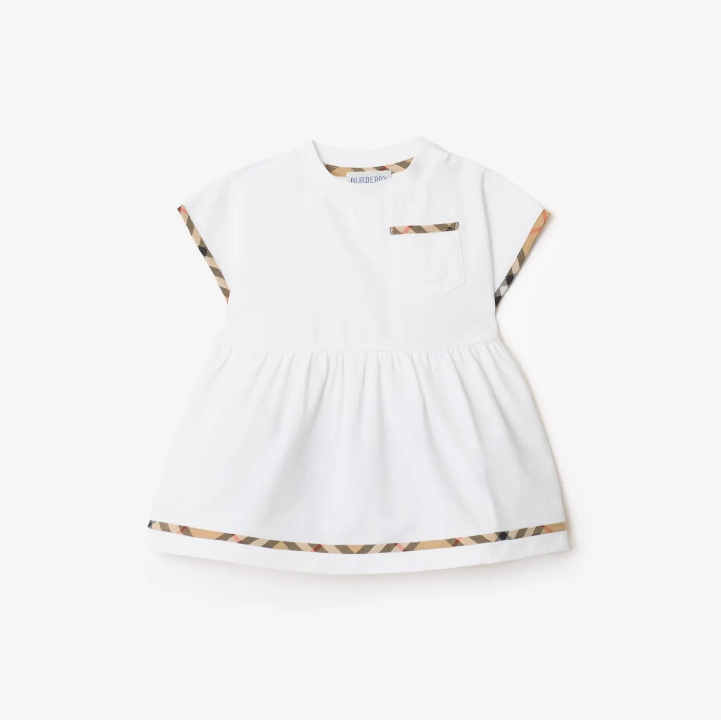 Check Trim Cotton Dress with Bloomers