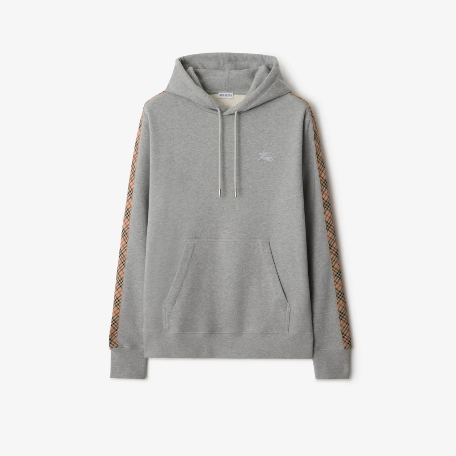 Check Trim Cotton Hoodie