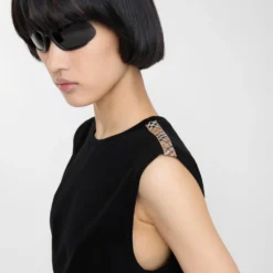 Check Trim Cotton Jersey Dress