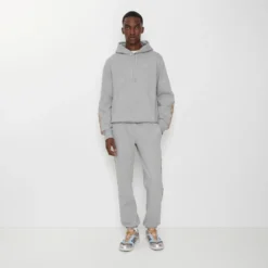 Check Trim Cotton Jogging Pants