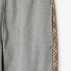 Check Trim Cotton Jogging Pants