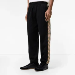 Check Trim Cotton Jogging Pants