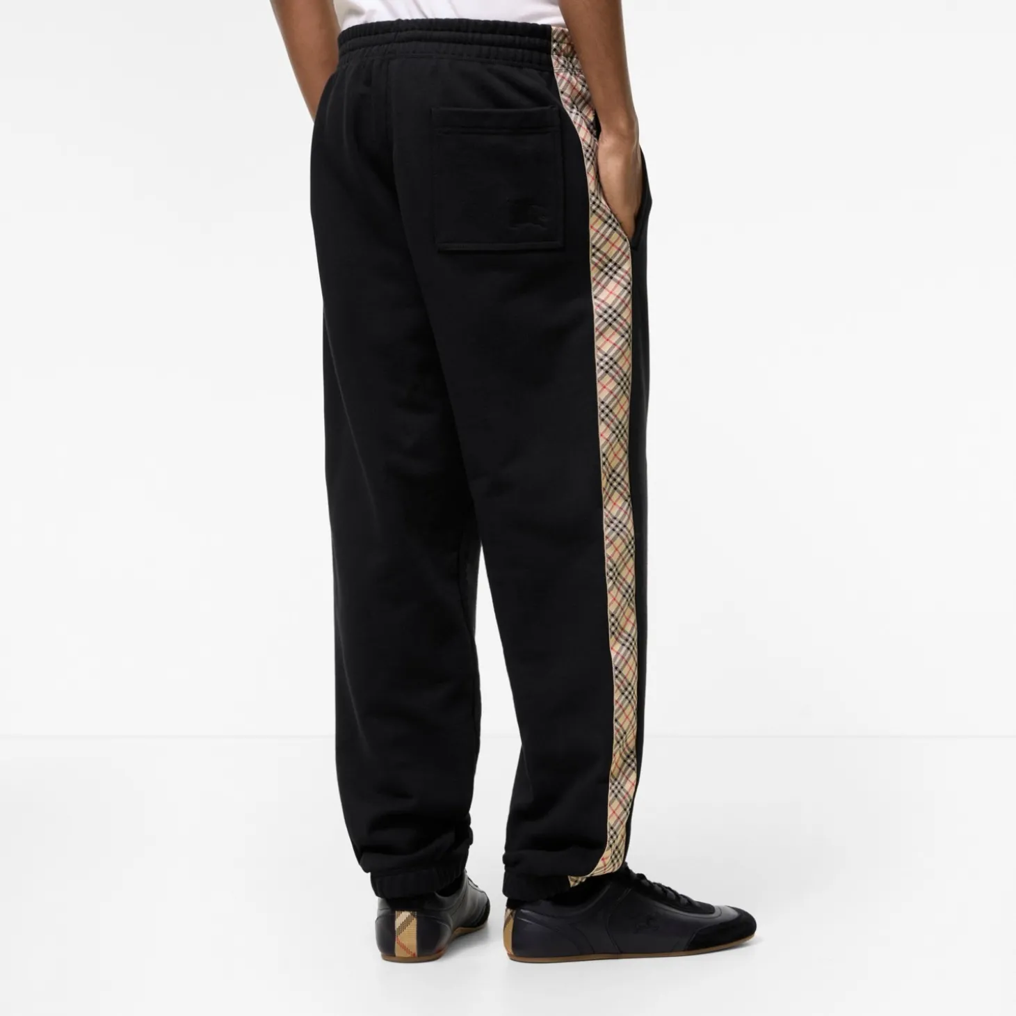 Check Trim Cotton Jogging Pants