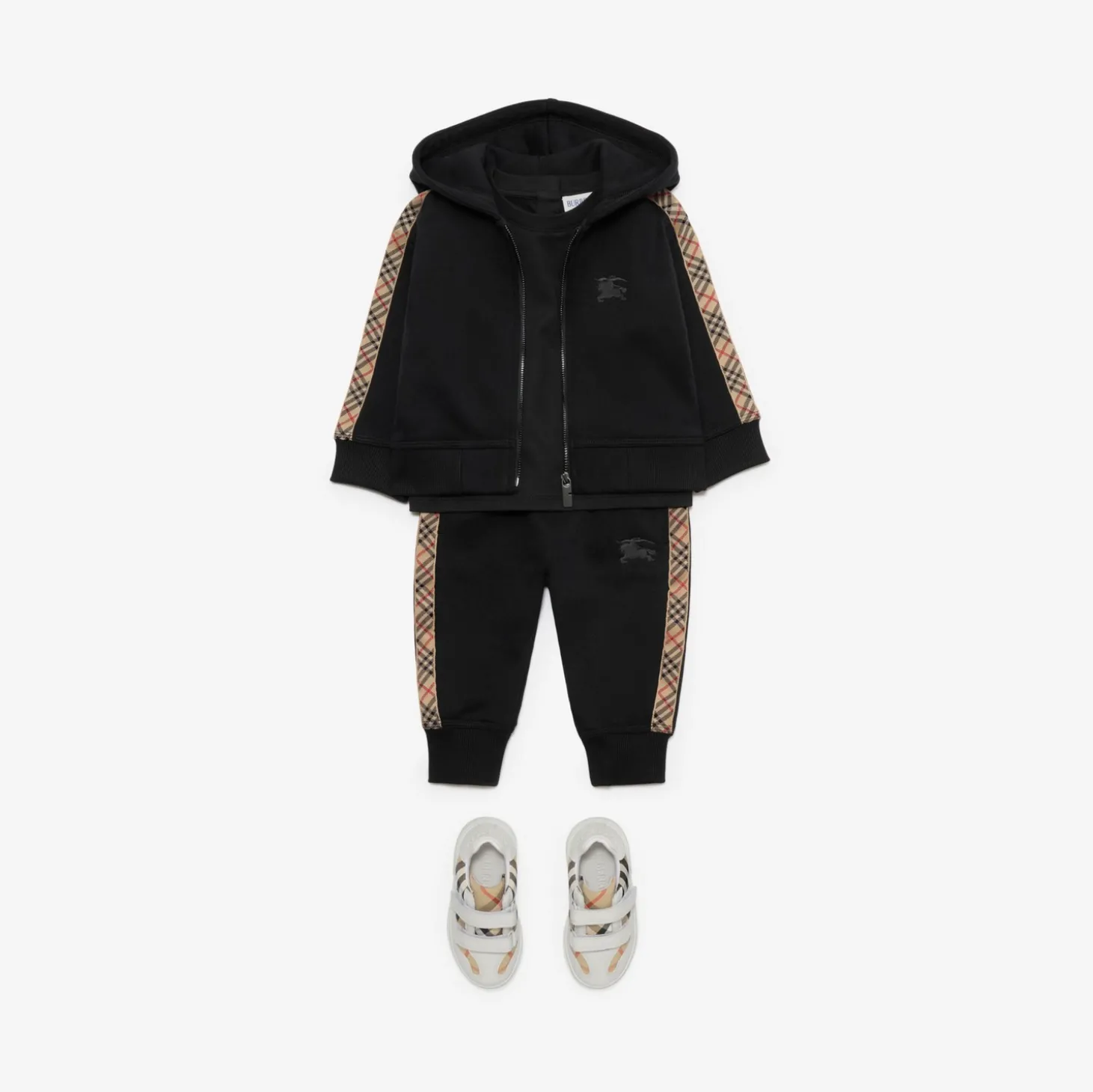 Check Trim Cotton Jogging Pants