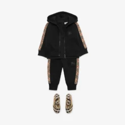 Check Trim Cotton Jogging Pants