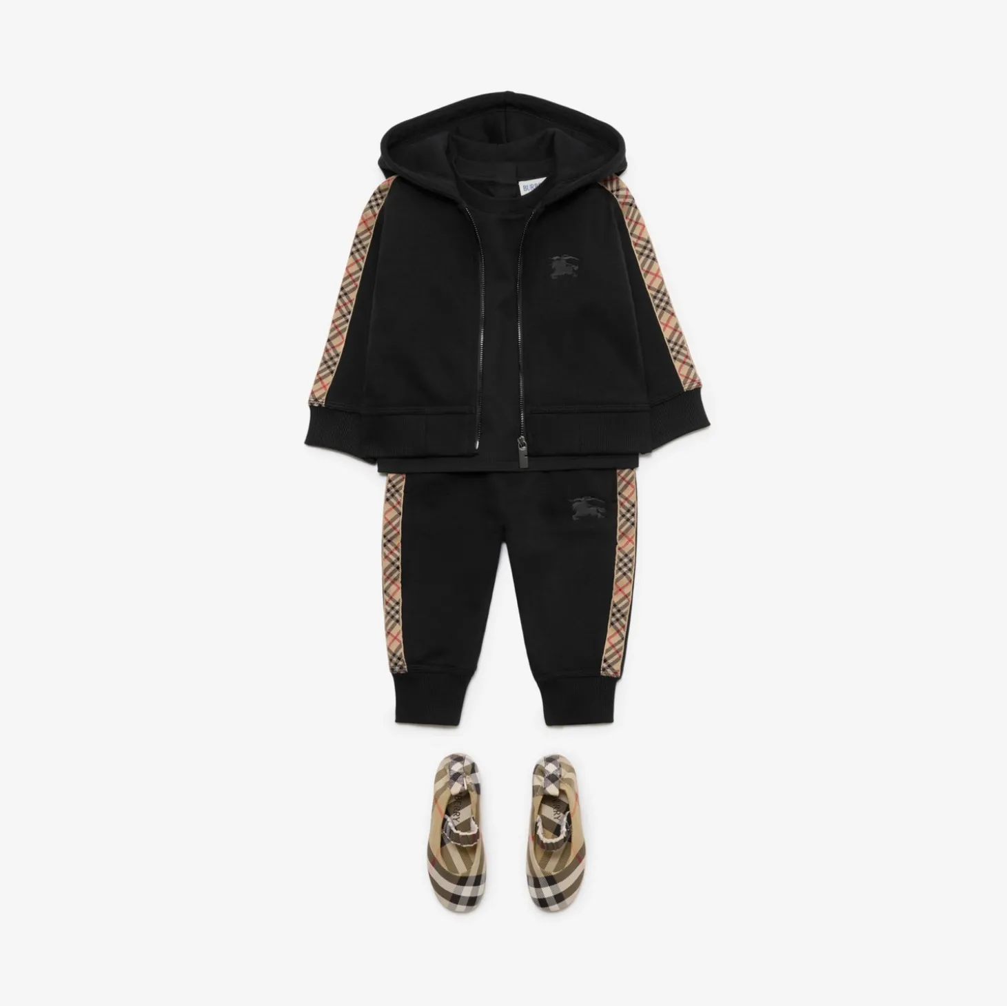 Check Trim Cotton Jogging Pants
