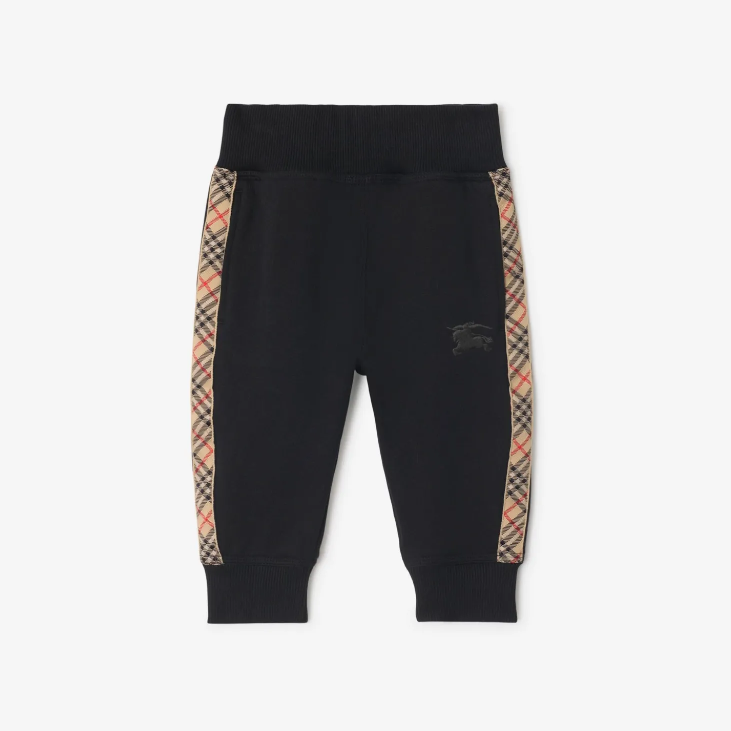 Check Trim Cotton Jogging Pants
