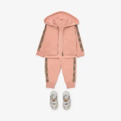 Check Trim Cotton Jogging Pants