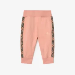 Check Trim Cotton Jogging Pants