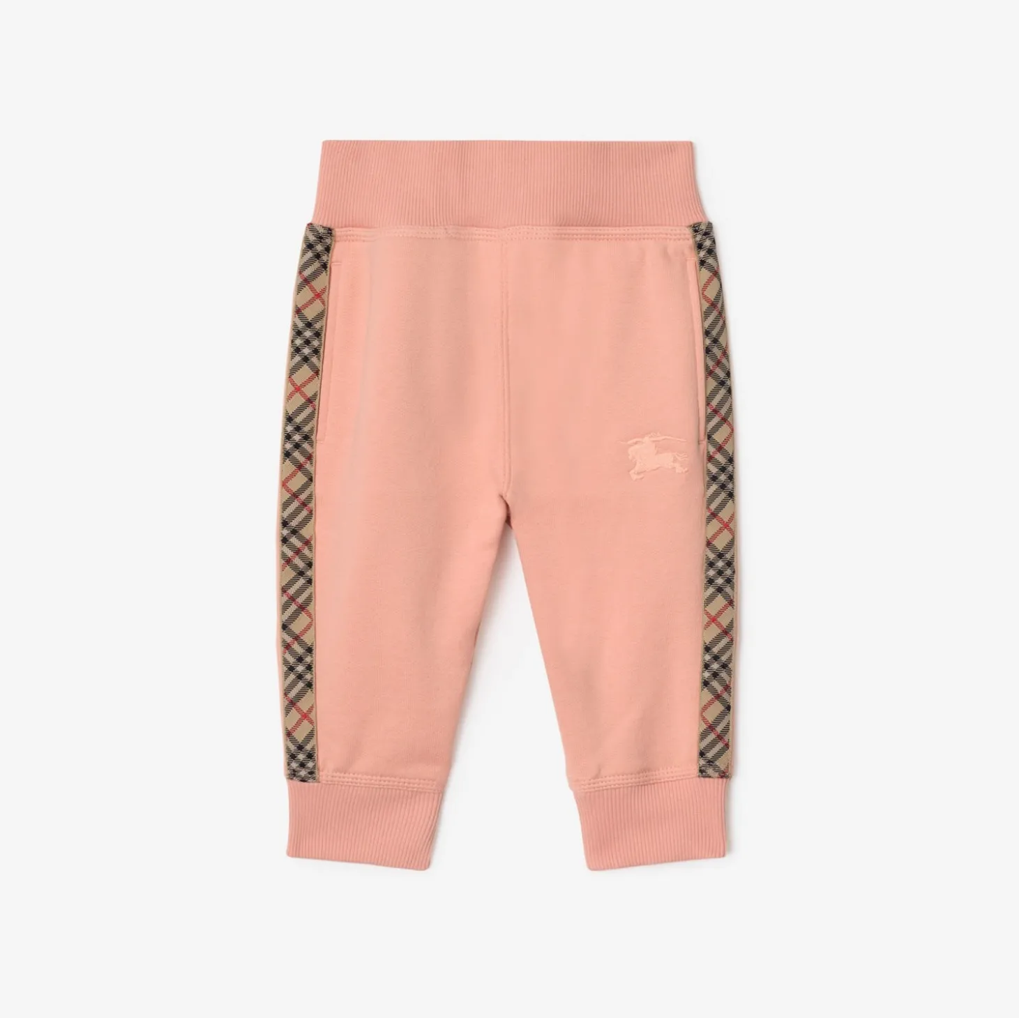 Check Trim Cotton Jogging Pants