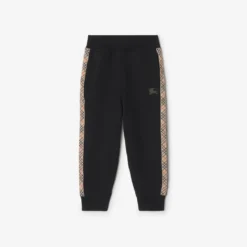 Check Trim Cotton Jogging Pants