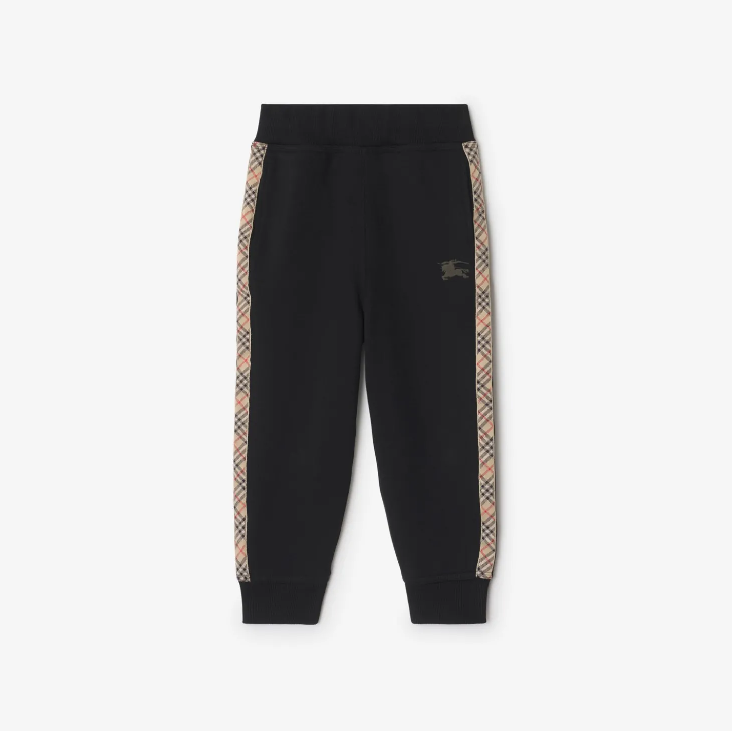 Check Trim Cotton Jogging Pants