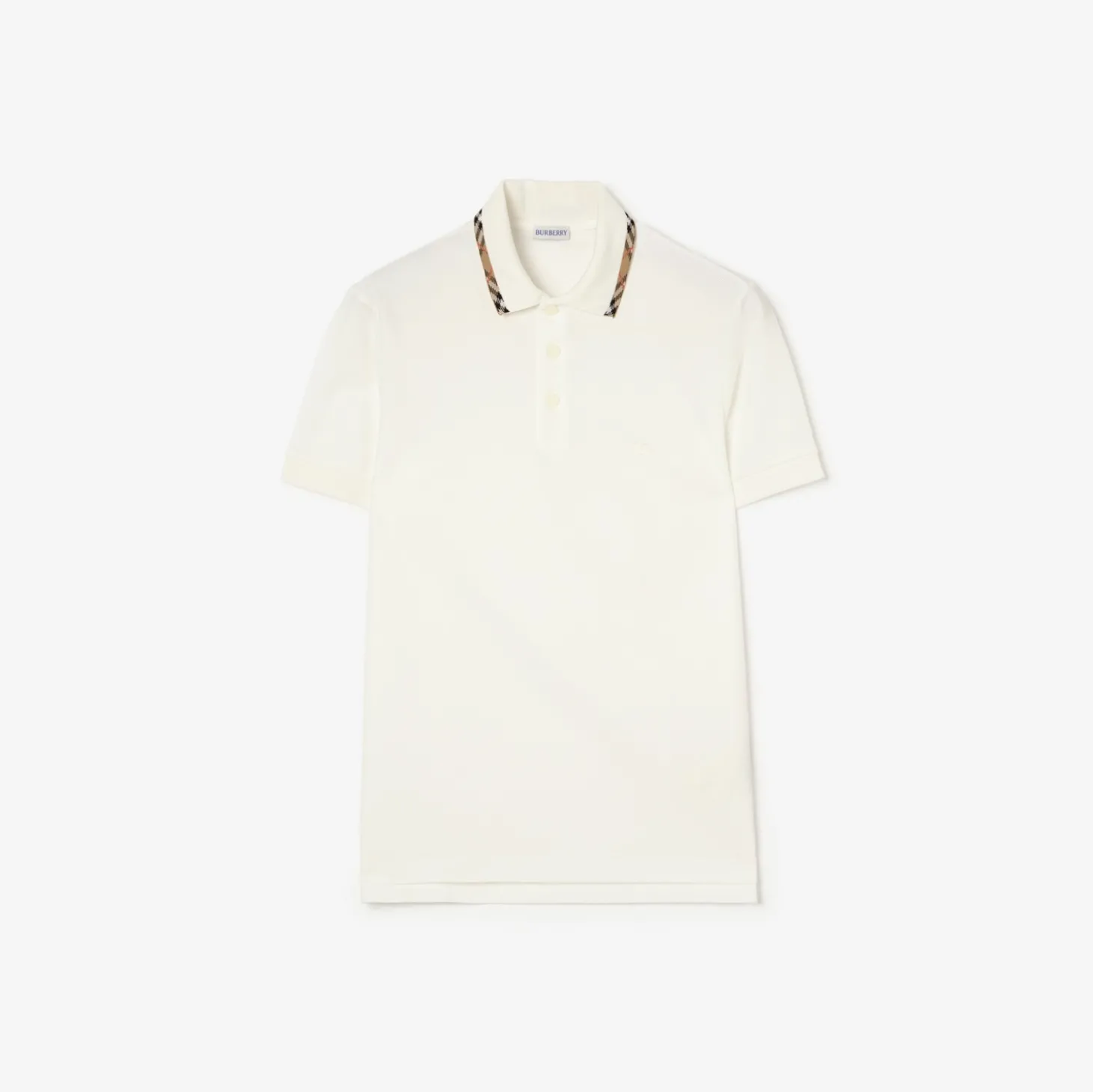 Check Trim Cotton Polo Shirt