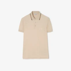 Check Trim Cotton Polo Shirt