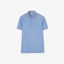 Check Trim Cotton Polo Shirt