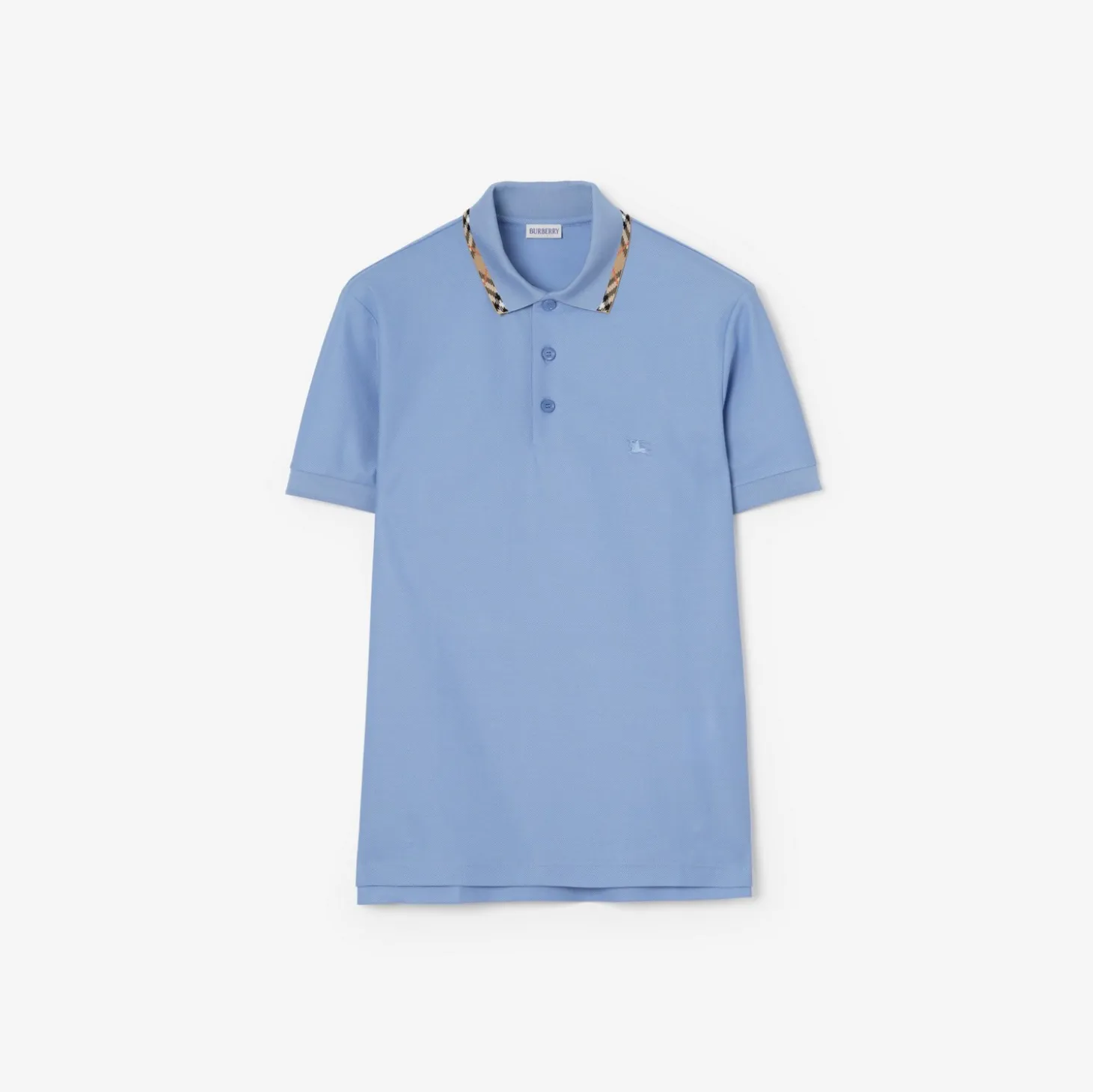 Check Trim Cotton Polo Shirt