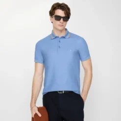 Check Trim Cotton Polo Shirt