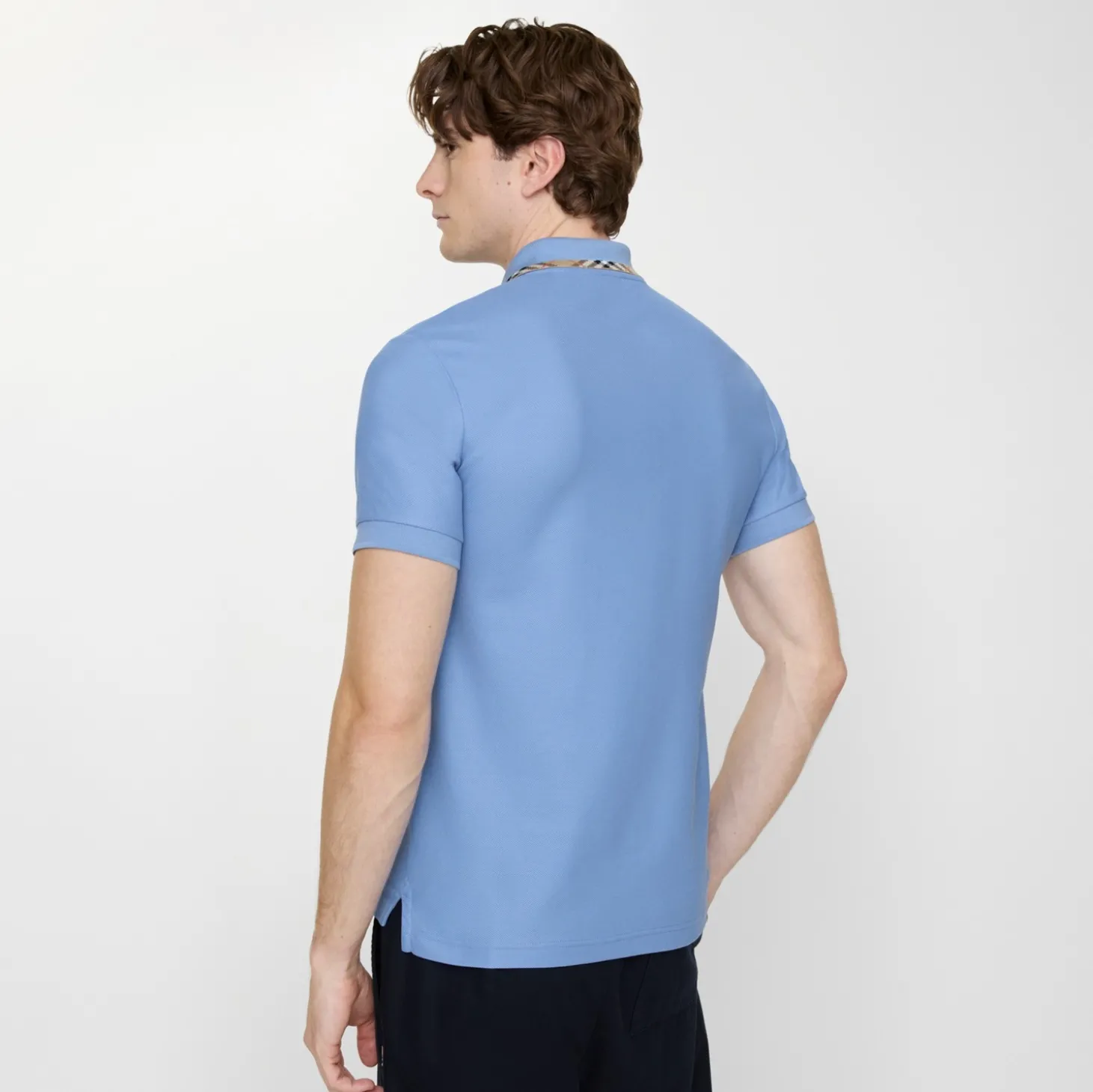 Check Trim Cotton Polo Shirt