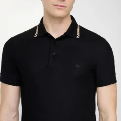 Check Trim Cotton Polo Shirt