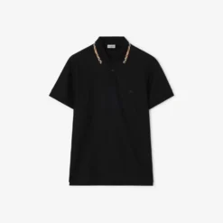 Check Trim Cotton Polo Shirt