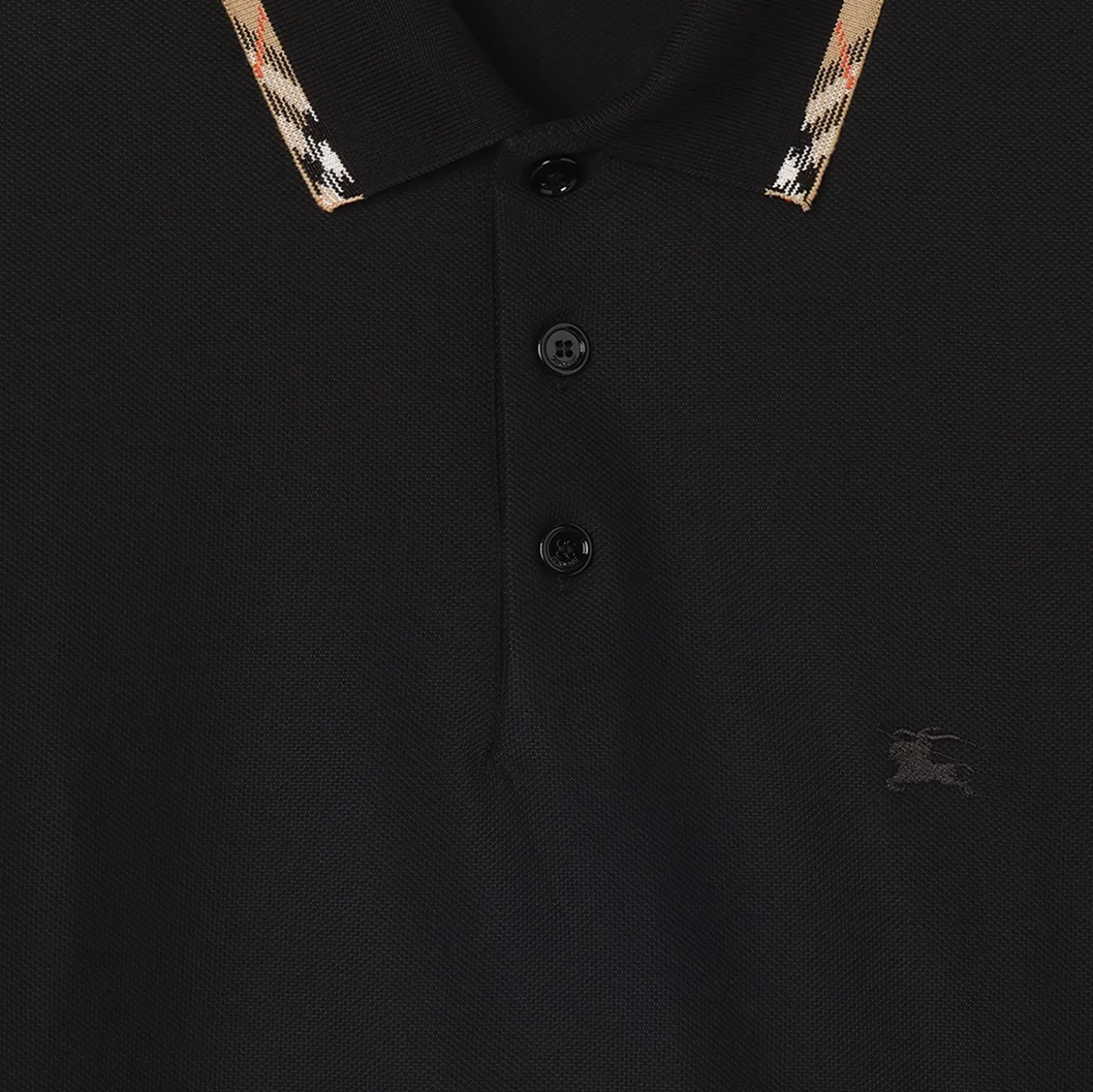 Check Trim Cotton Polo Shirt