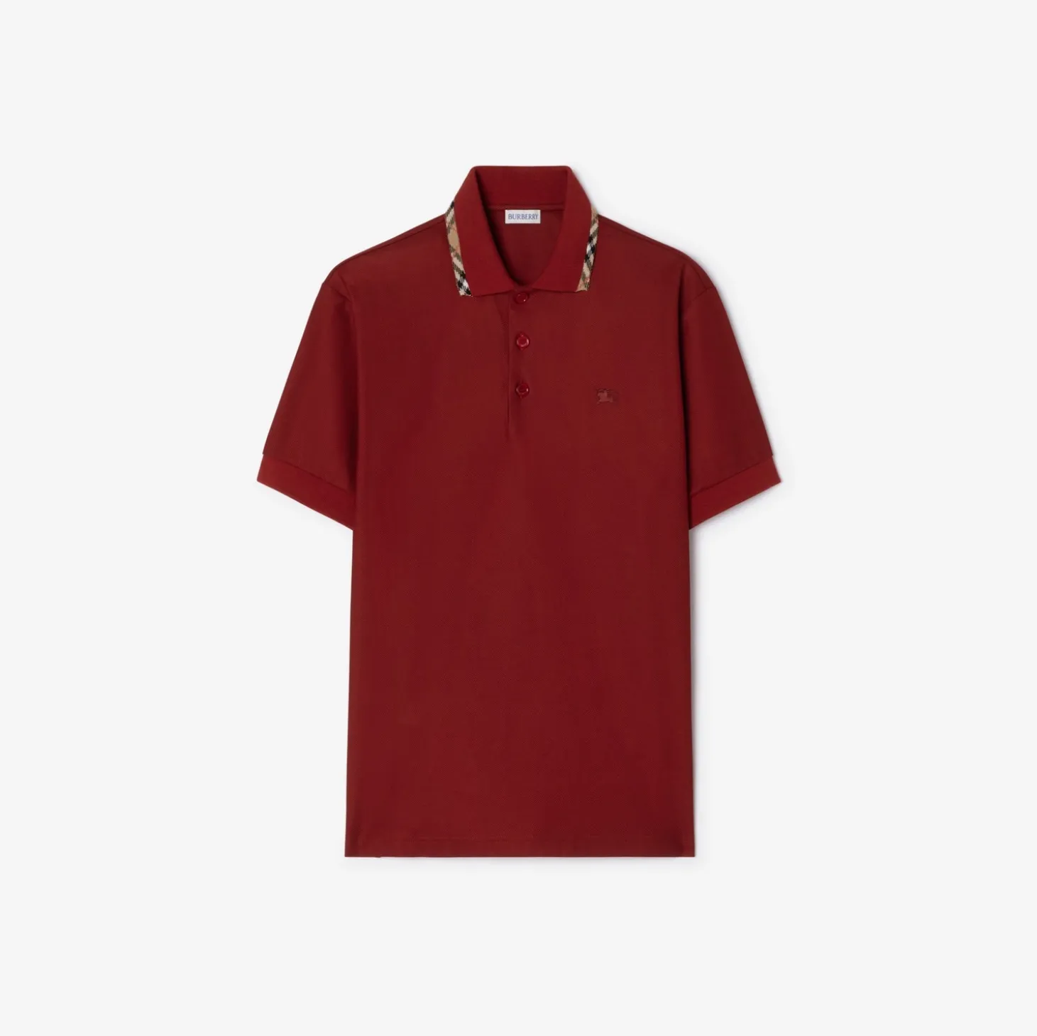 Check Trim Cotton Polo Shirt