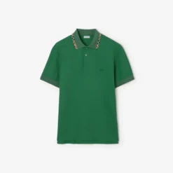 Check Trim Cotton Polo Shirt