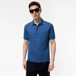 Check Trim Cotton Polo Shirt
