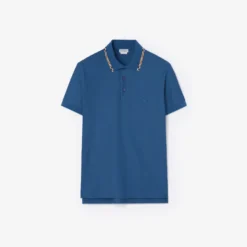 Check Trim Cotton Polo Shirt