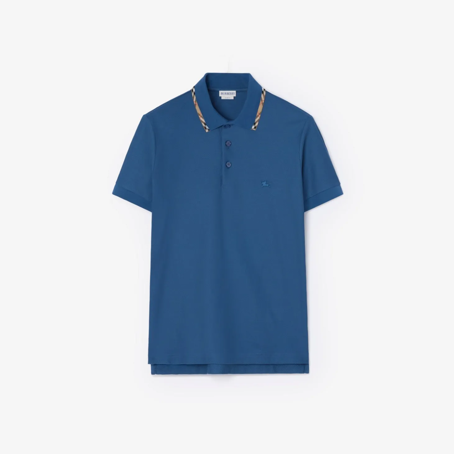 Check Trim Cotton Polo Shirt