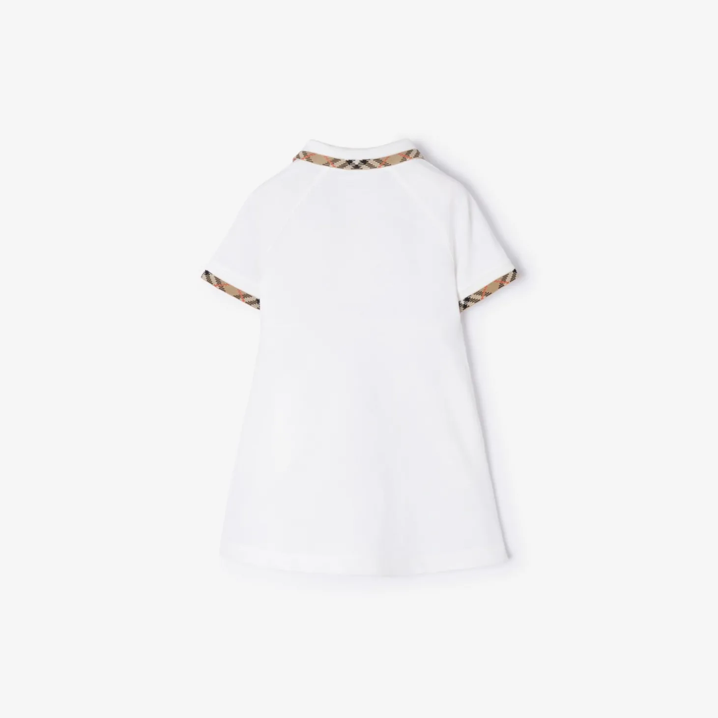 Check Trim Cotton Polo Shirt Dress