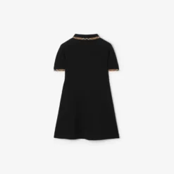 Check Trim Cotton Polo Shirt Dress