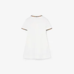Check Trim Cotton Polo Shirt Dress