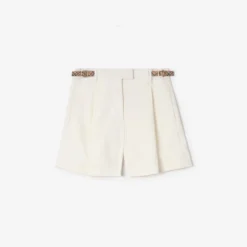Check Trim Cotton Poplin Shorts