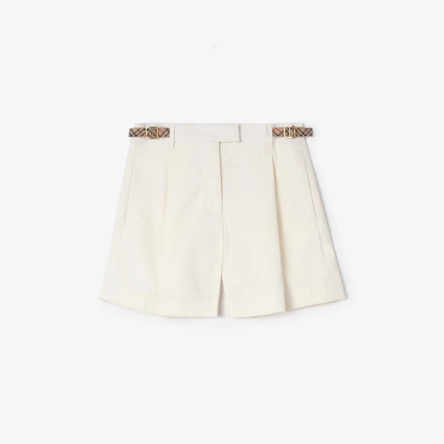 Check Trim Cotton Poplin Shorts