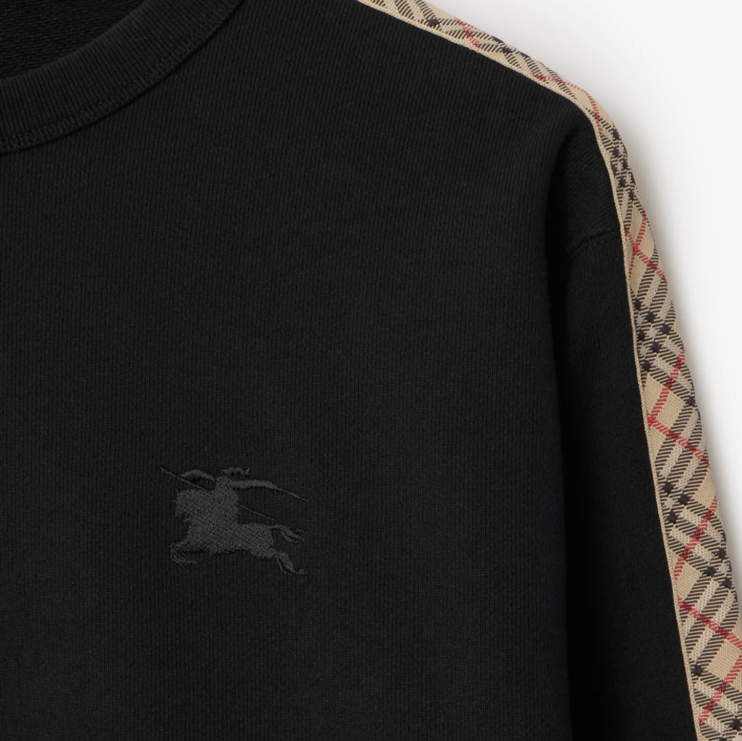 Check Trim Cotton Sweatshirt