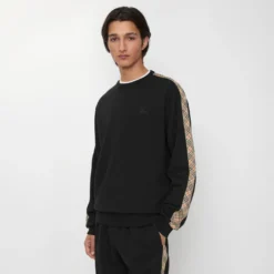 Check Trim Cotton Sweatshirt