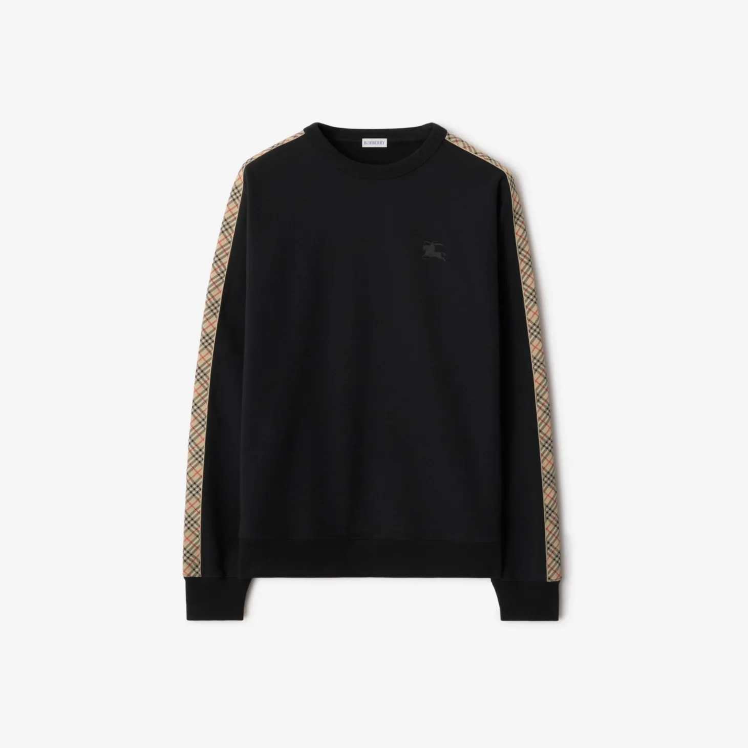 Check Trim Cotton Sweatshirt