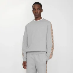 Check Trim Cotton Sweatshirt