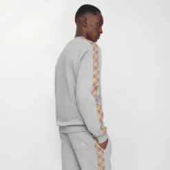 Check Trim Cotton Sweatshirt