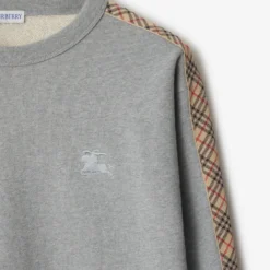 Check Trim Cotton Sweatshirt