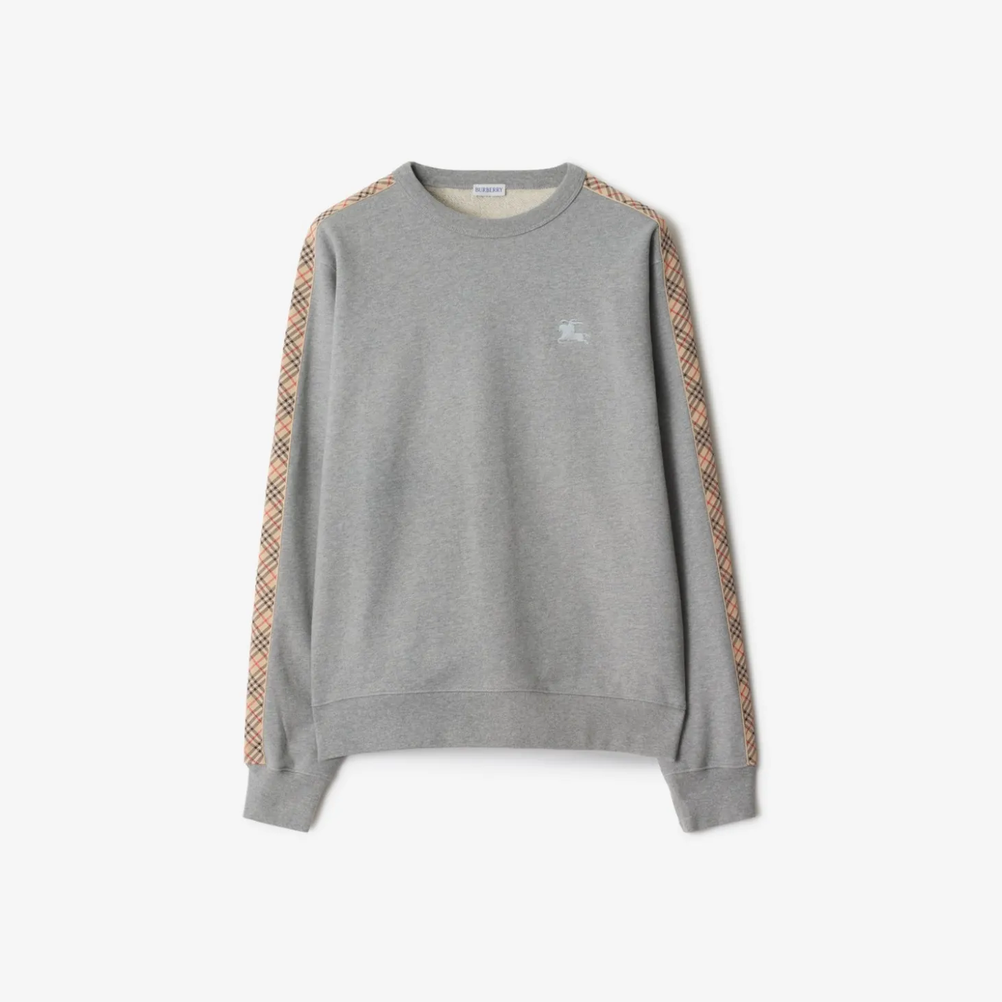 Check Trim Cotton Sweatshirt