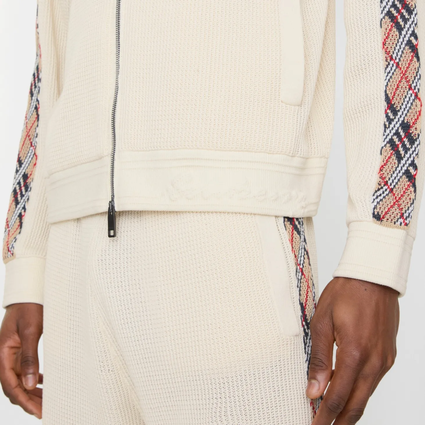 Check Trim Cotton Track Jacket