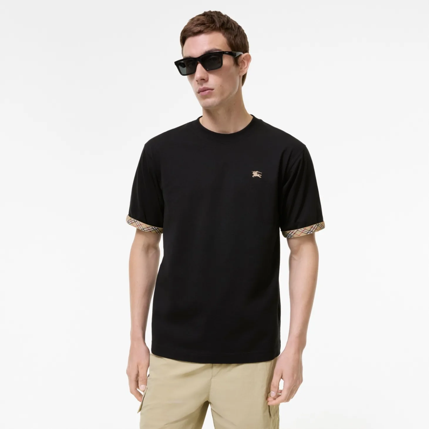 Check Trim Cotton T-shirt
