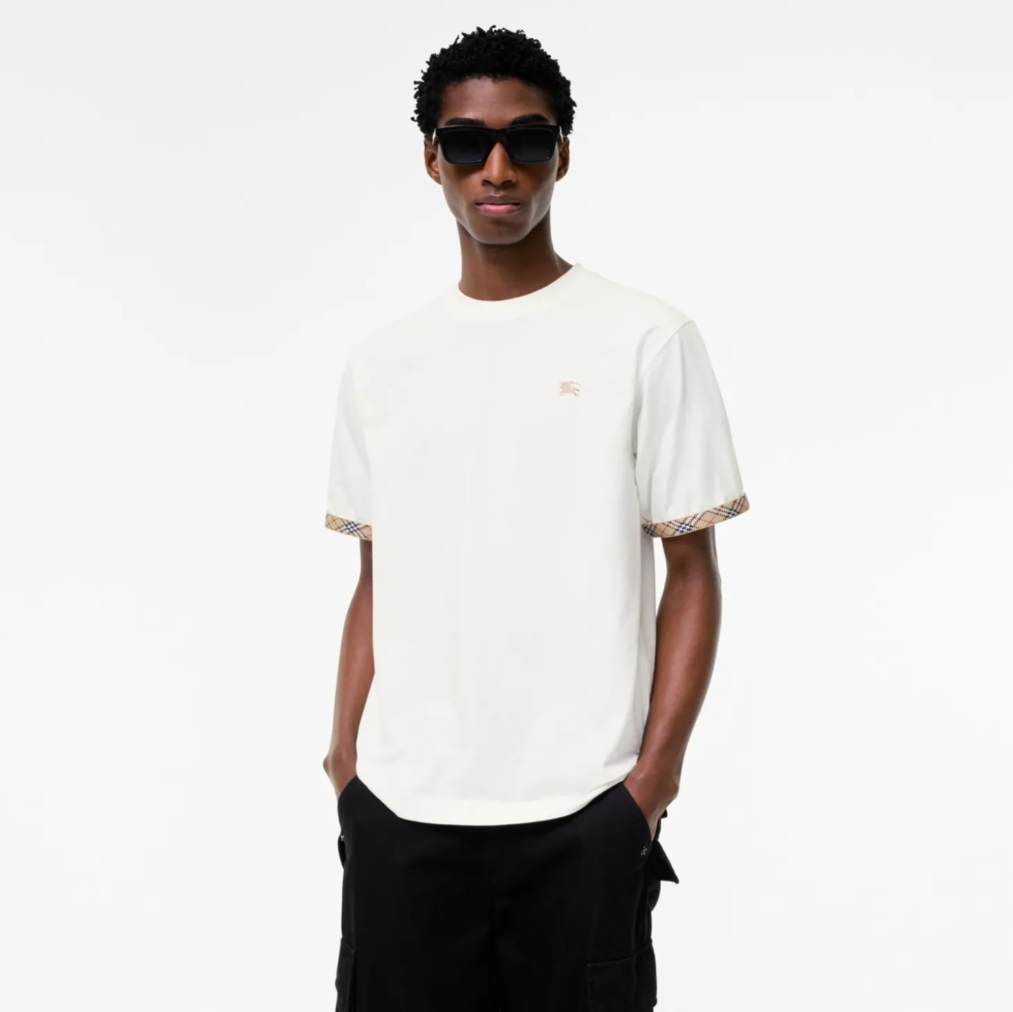 Check Trim Cotton T-shirt