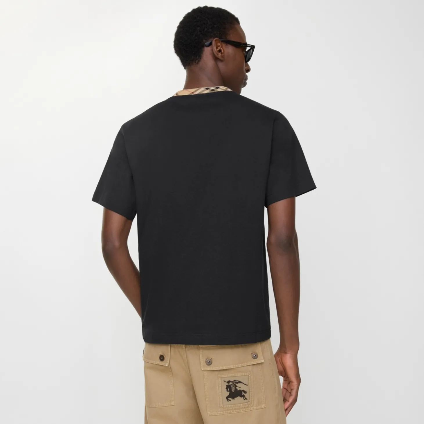 Check Trim Cotton T-shirt