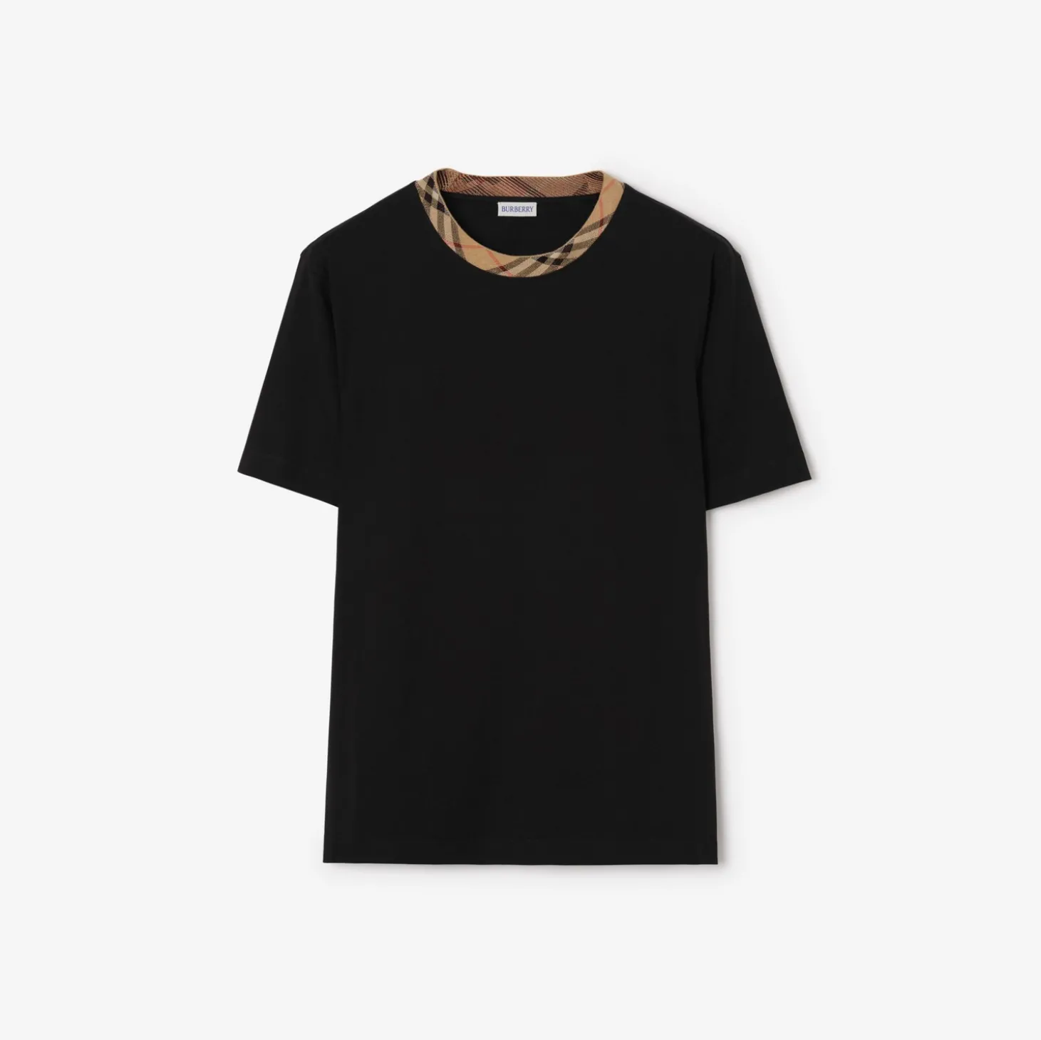 Check Trim Cotton T-shirt